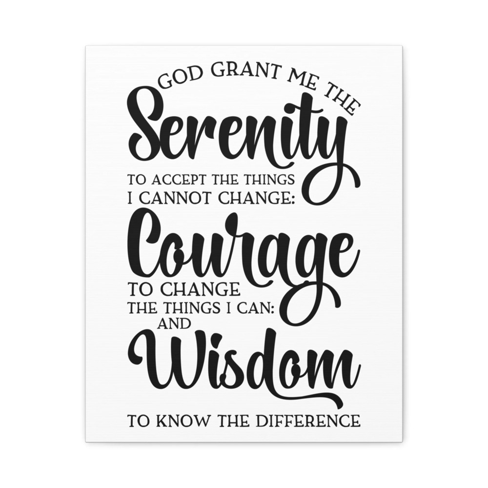 Scripture Canvas Serenity, Courage, Wisdom Psalm 27:14 Christian Wall Art Print